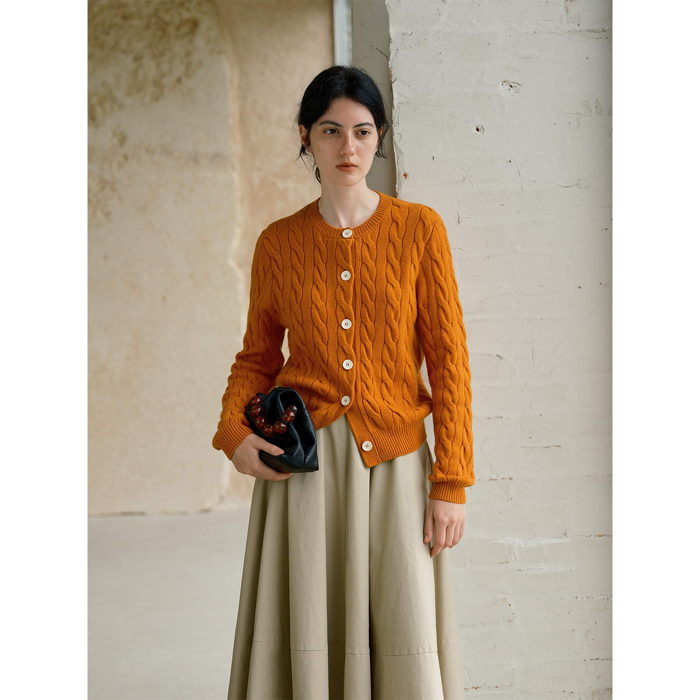 HeyDress羊毛编织麻花针织开衫