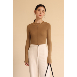 显瘦针织衫 HeyDress半高领打底衫 外穿修身 新款 毛衣内搭上衣 女秋季