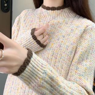 毛衣女款2026新款季内搭女秋加厚外穿半高领打底衫女针织上衣