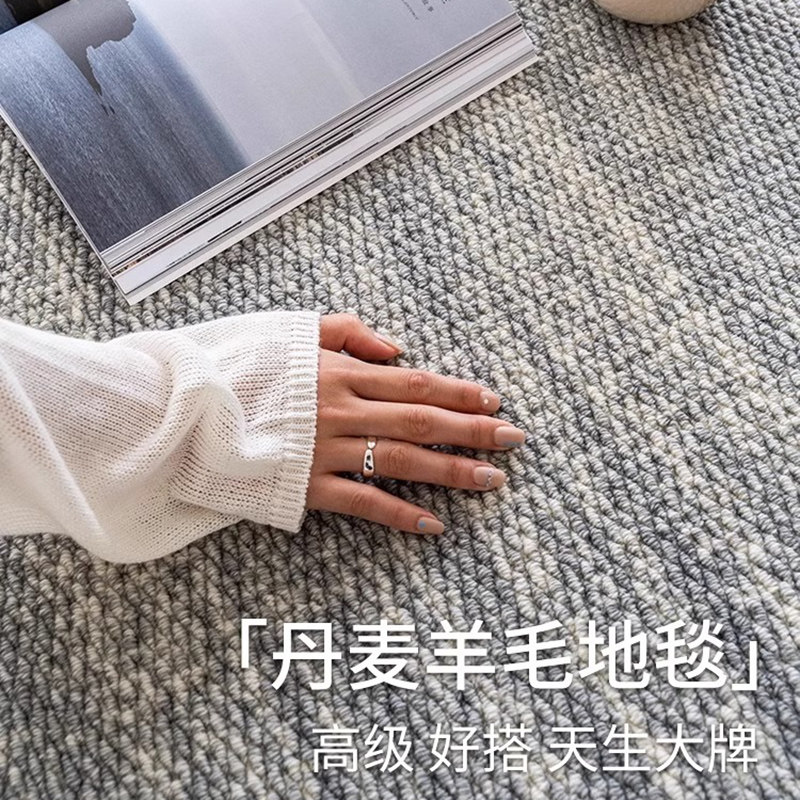 客厅卧室素色羊毛地毯简约诧寂风高级艺术感耐脏易打理沙发地垫