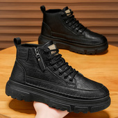 皮靴秋季 防滑工装 新款 男式 马丁靴复古男鞋 工作高帮皮鞋 鞋 休闲短靴