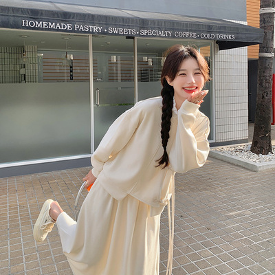 罗芬 故事面料女装官方实拍白色新中式国风卫衣套装女春秋韩系慵