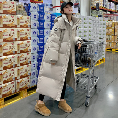 罗芬 故事面料女装官方实拍米灰色超长款羽绒服女到脚踝2025新款