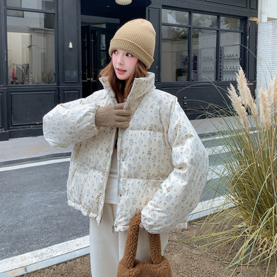 罗芬 故事面料女装官方实拍巨好看碎花立领短款羽绒服女2025冬季