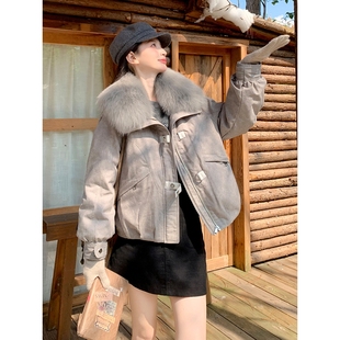 白鸭绒派克服宽 官方狐狸毛羽绒服女2025年冬季 罗芬 故事面料女装