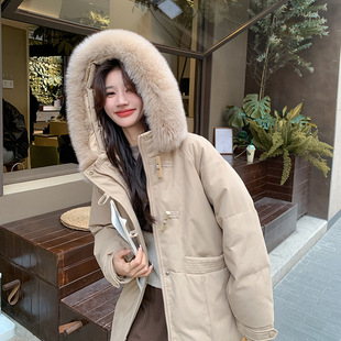 罗芬 故事面料女装官方实拍牛角扣羽绒服女2025冬流行新款超好看