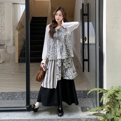 罗芬 故事面料女装官方实拍时尚套装中长款秋冬针织秋季春秋显瘦