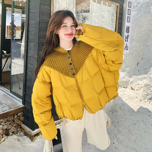 罗芬 故事面料女装官方实拍可拆卸针织连帽短款羽绒服2025冬时尚