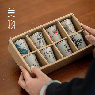 茶具套装系列手绘品茗杯陶瓷茶杯轻奢简约主人杯小号手抓杯泡茶杯