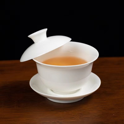 羊脂玉盖碗德化白瓷悬停茶碗茶杯带盖单个三才大号功夫家用茶具