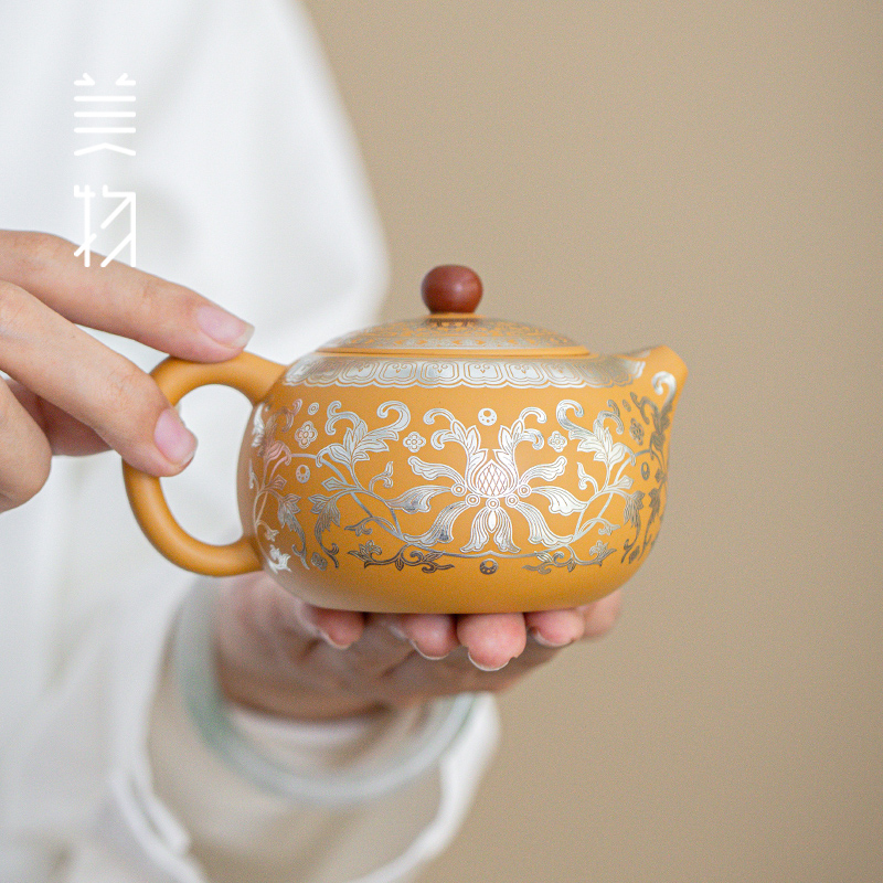 黄金段泥紫砂凤鸣西施壶禅之莲高档家用功夫茶具一壶二杯泡茶壶