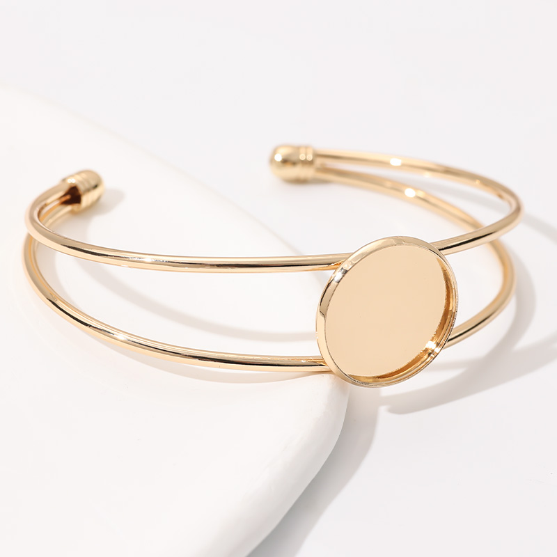 宋锦非遗金色圆形手镯女简约时尚可调节开口手链DIY饰品配件旗袍