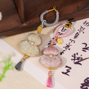 手工名家宋锦双面福禄葫芦挂饰车包挂件吊坠流苏压襟复古伴手礼物