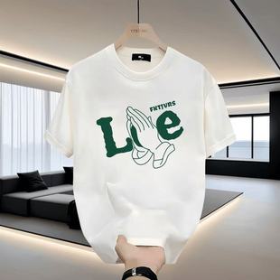 洋氣圓領(lǐng)印花上衣100%純棉短袖 NASA聯(lián)名夏季 加大碼 男顯瘦半袖 T恤