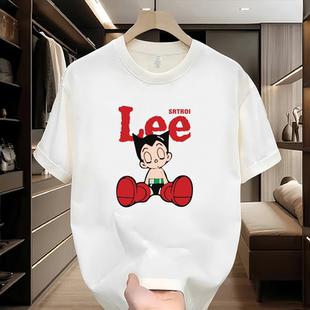 NASA联名纯棉宽松短袖T恤男夏季卡通半袖港风chic潮牌男生体恤衫