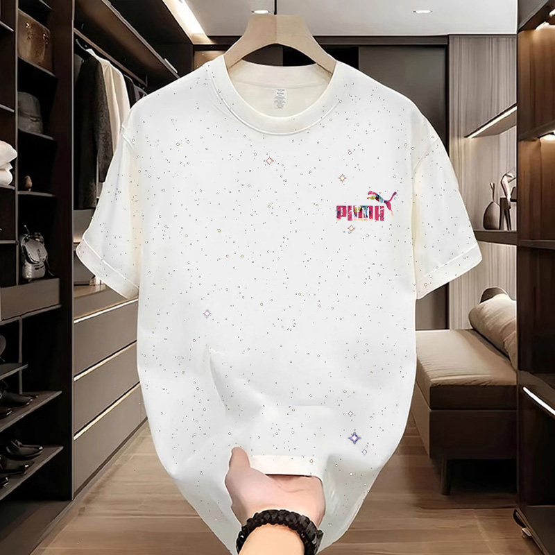 NASA联名男ins加大码细闪印花上衣春夏季圆领短袖T恤纯棉半袖薄款