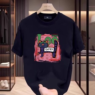 NASA联名100%纯棉重磅短袖T恤男夏季新款宽松简约印花情侣款上衣