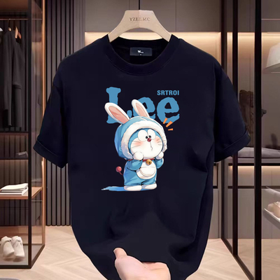 NASA联名男纯棉短袖T恤加大码圆领印花上衣2025春夏季新款青少年