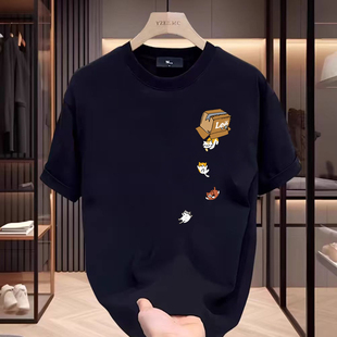 NASA联名夏季创意设计卡通重磅纯棉短袖T恤宽松圆领潮牌宽松上衣