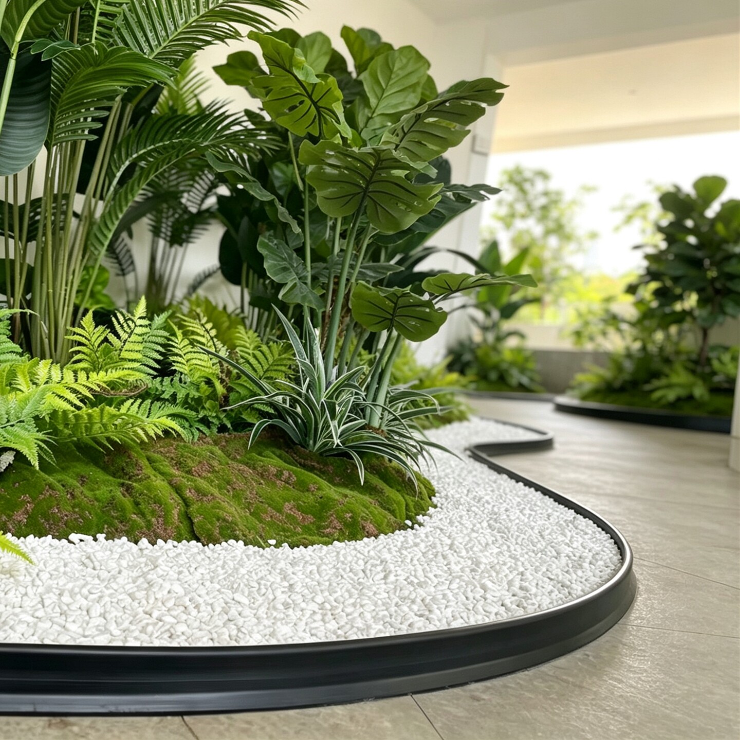 自粘植物景观室内绿植造景围挡条装饰围栏栅栏石子收边条围边挡水