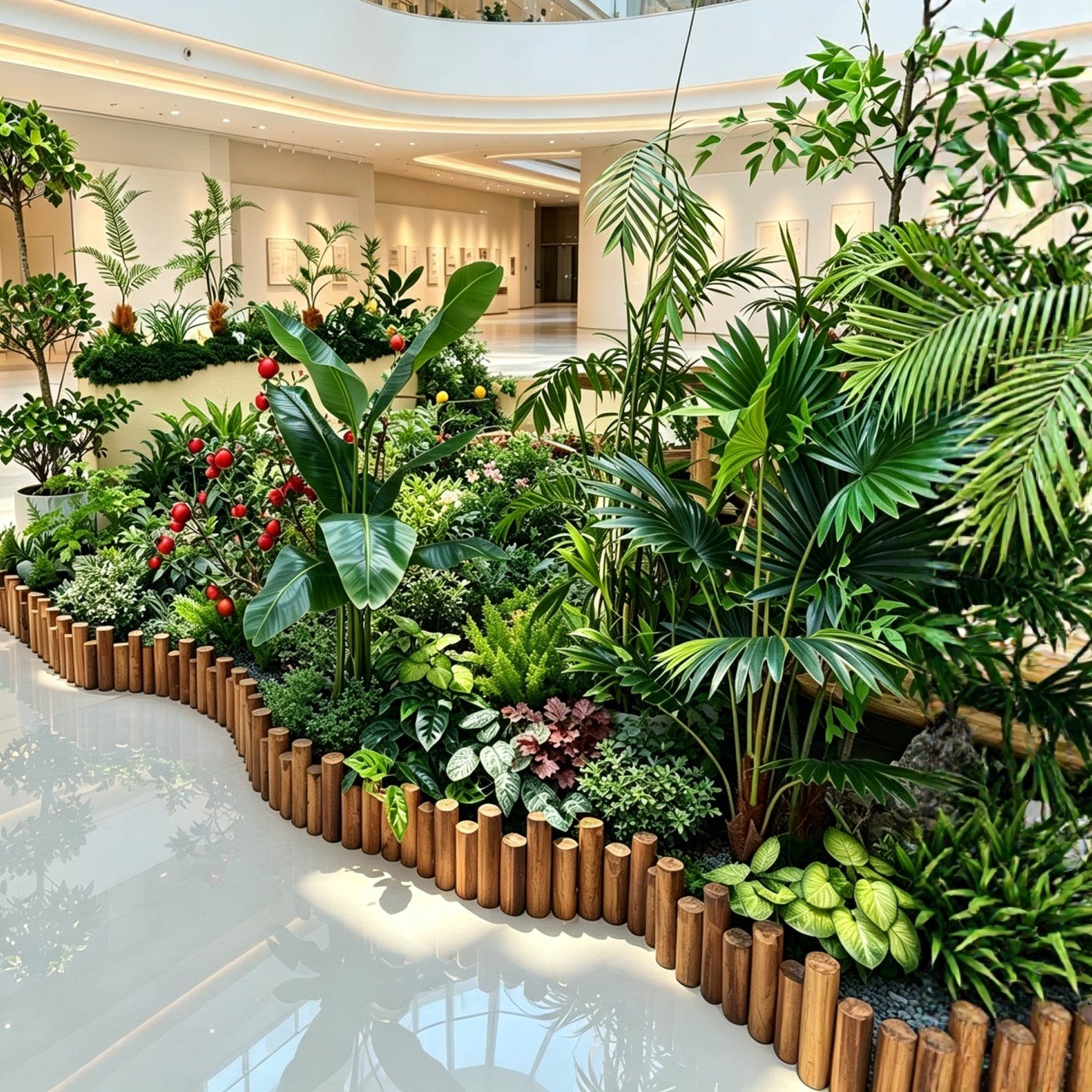 碳化防腐木桩围挡条大厅商场绿植展览区花卉造景布置围栏装饰道具