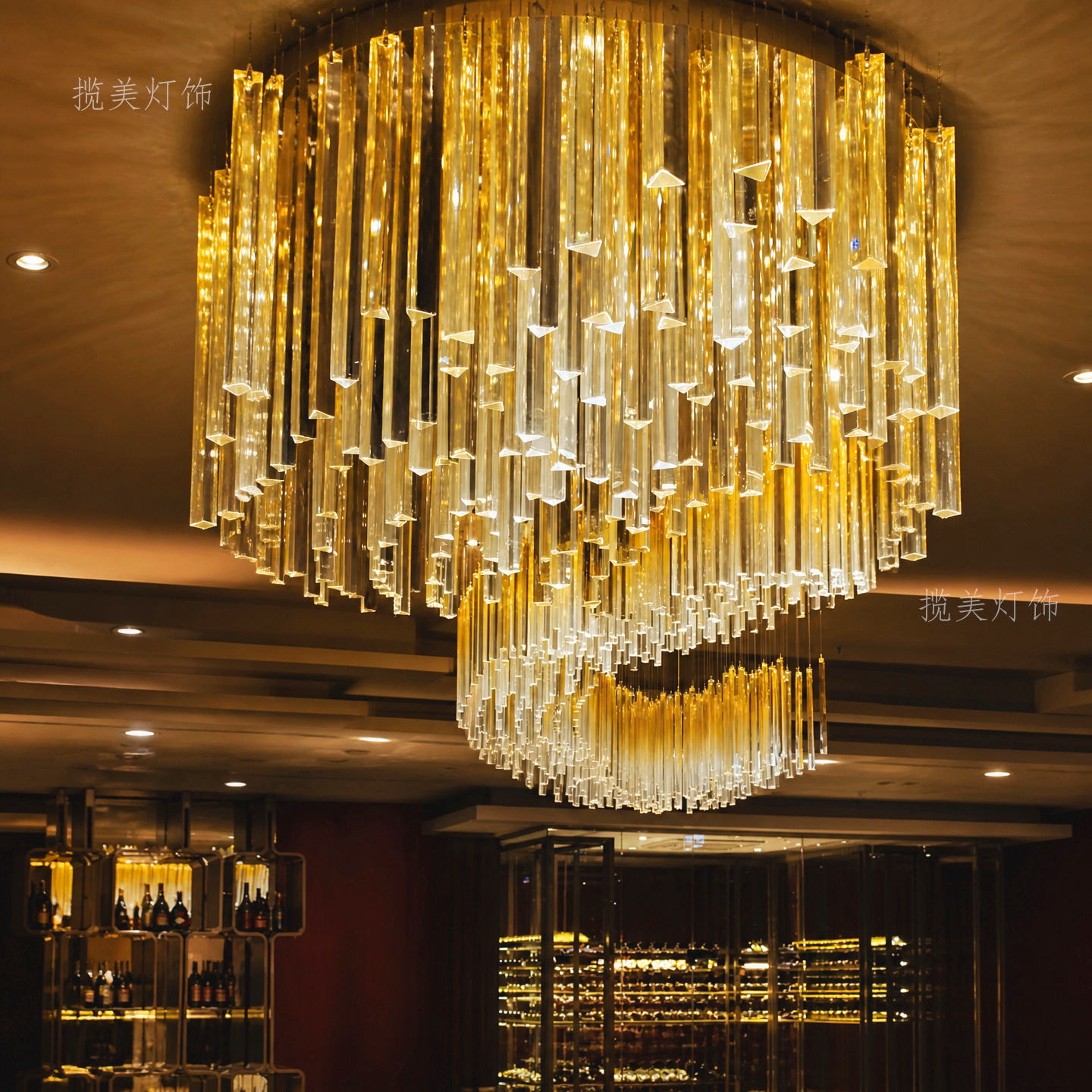 现代轻奢水晶长吊灯酒店宴会厅别墅旋转楼梯间豪华大灯