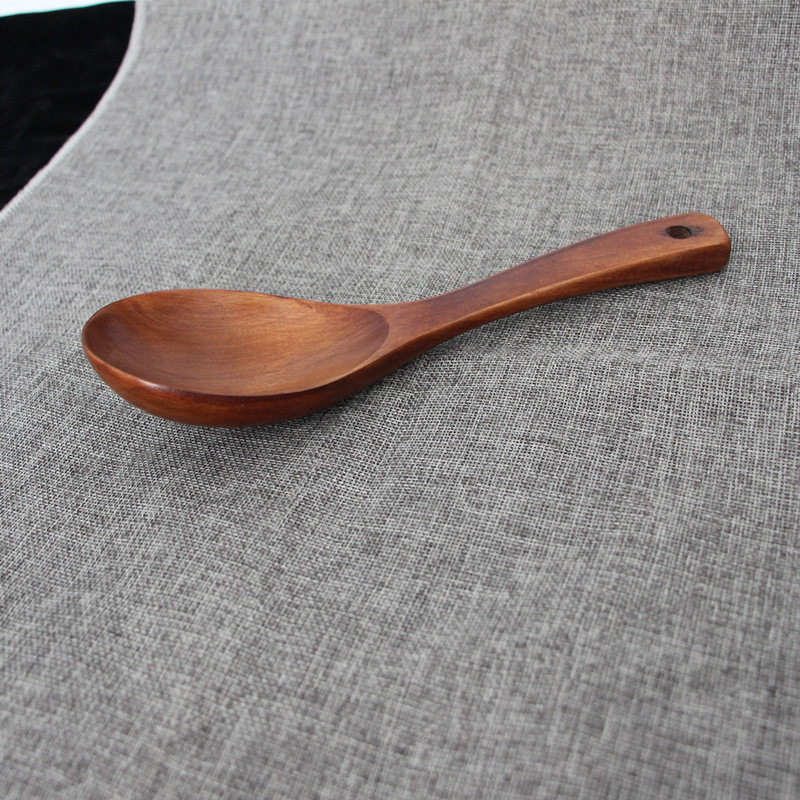 复古木质加厚短汤勺餐桌舀汤勺日式打酒勺盛粥勺加深实木整木防烫