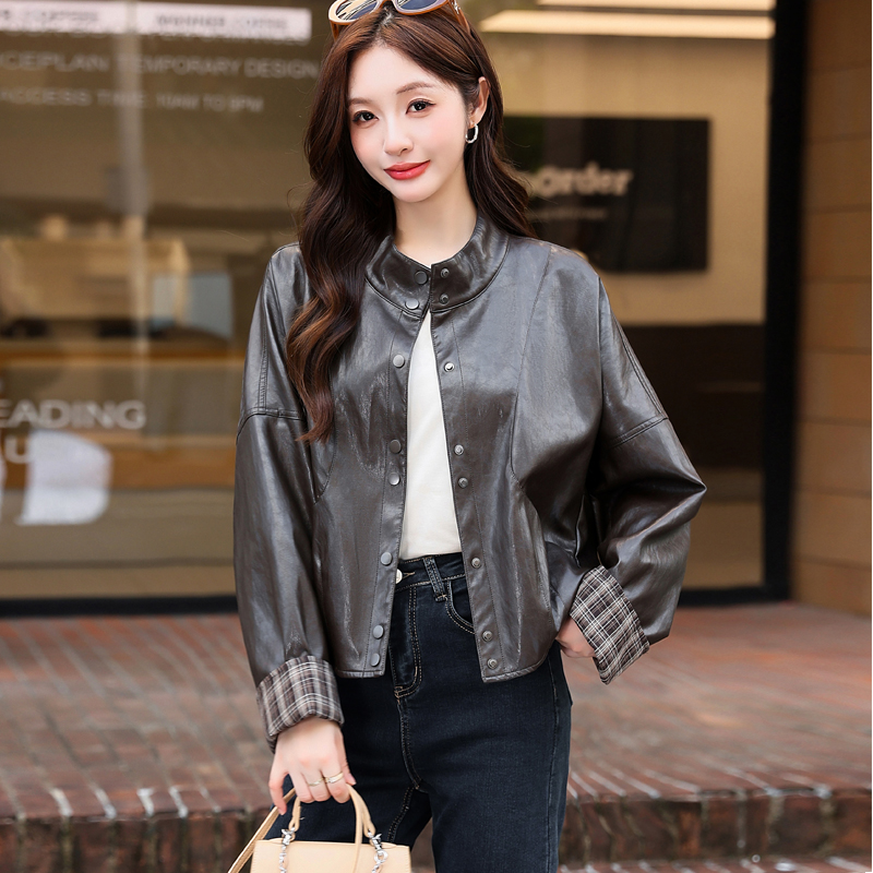 皮衣外套女短款修身百搭皮夹克女