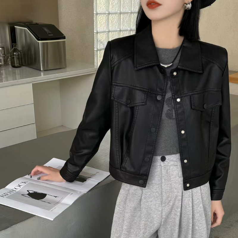 新款春秋机车皮衣外套女韩版