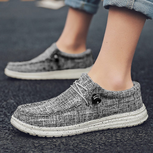 工厂定制套脚dude乐福鞋男女帆布休闲鞋高弹软木鞋垫Loafers Men