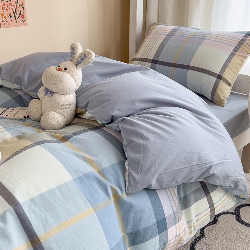 A类全棉色织水洗棉学生三件套