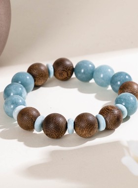 2026【舒缓焦虑】双海蓝奇楠沉香手串范李李缓解压力情绪木制手錬