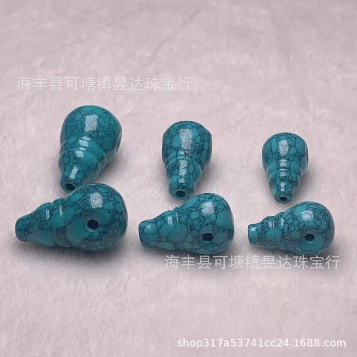 2026高瓷度菱镁矿网花水草纹三通配饰 优化绿松石圆珠老型珠文玩