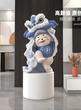 2025醒狮招财猫大型落地摆件店铺门口开业大吉装饰品生意兴隆乔迁