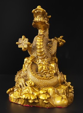 2026铜龙盘龙摆件黄铜生肖招财五爪金龙铜制客厅汉龙吉祥物金属工