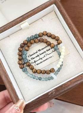 2026「重山叠翠」新中式檀木天山翠手串复古精致国风双圈百搭串珠