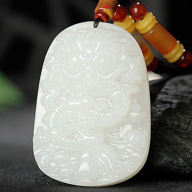 2026玉说和田玉碧玉龙牌吊坠男款羊脂白玉生肖龙玉石项炼玉坠玉牌
