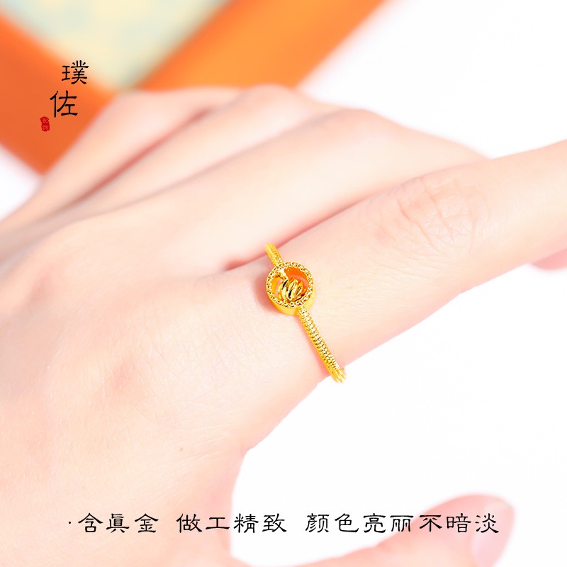 2025久不掉色越南沙金时来运转小行星戒指可调节招财转运珠小众设