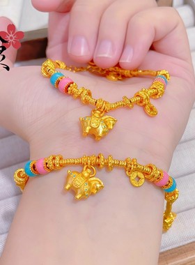 2026越南沙金唐马墩墩马手链马年生肖珐琅马上有钱小飞马盘缠手链