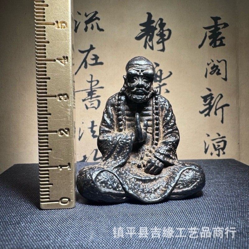 2026复古铁艺达摩悟道小摆件茶道装饰工艺品佛像达摩祖师小摆件
