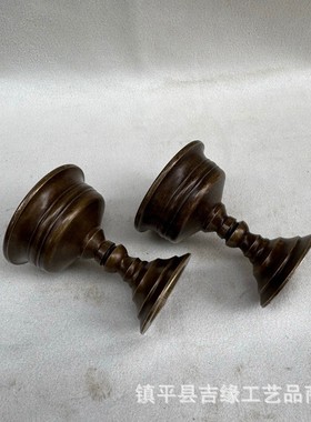 2026黄铜做旧莲花酥油灯家用供佛前蜡烛灯台一对供奉摆件