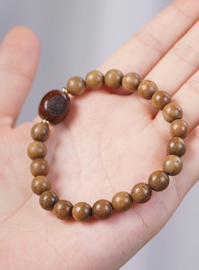 2026绿檀木搭配紫金鼠DIY雕刻逢考款手串0.8男女装饰念珠文玩厂家