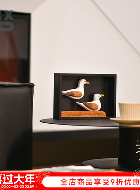 YBOX创意双鸟原木风情家居摆件客厅卧室办公室装饰品自然风挂饰