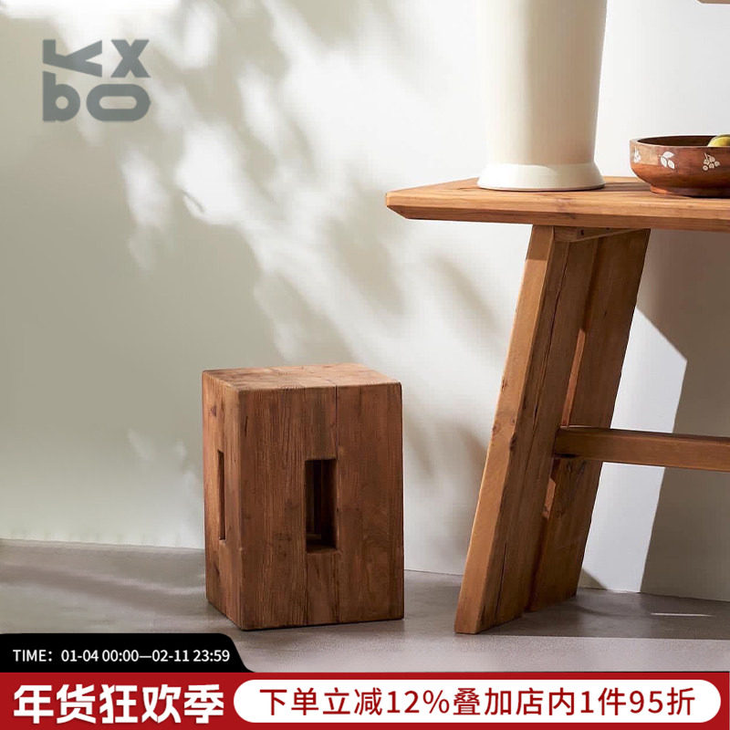 YBOX现代做旧复古风松木家居小木凳风格装饰类摆件茶室座椅