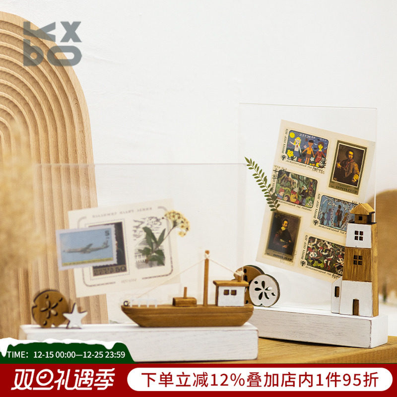 亚克力复古方形实木相框摆台