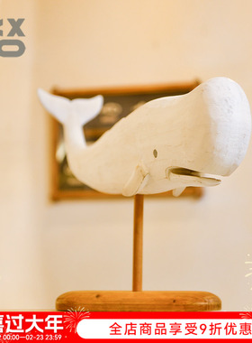 YBOX洋盒子纯白现代鲨鱼摆件原木材质个性简约装饰客厅书房摆设