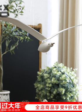 YBOX创意木制会飞的海鸥儿童房民宿空中悬挂吊饰逗猫玩具手工艺品