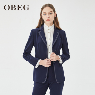 上衣50423525 外套女职业套装 OBEG欧碧倩秋装 收腰气质西装