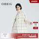 OBEG欧碧倩宽松廓形中长款 大衣冬季 格子羊毛外套10424126