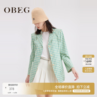 春夏复古通勤短外套10461083 OBEG欧碧倩欧普艺术廓形休闲西装
